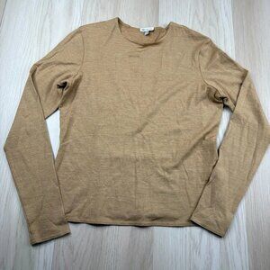 Worth Womens Light Brown Long Sleeve Modern Look Wool Blend T-Shirt Size 10
